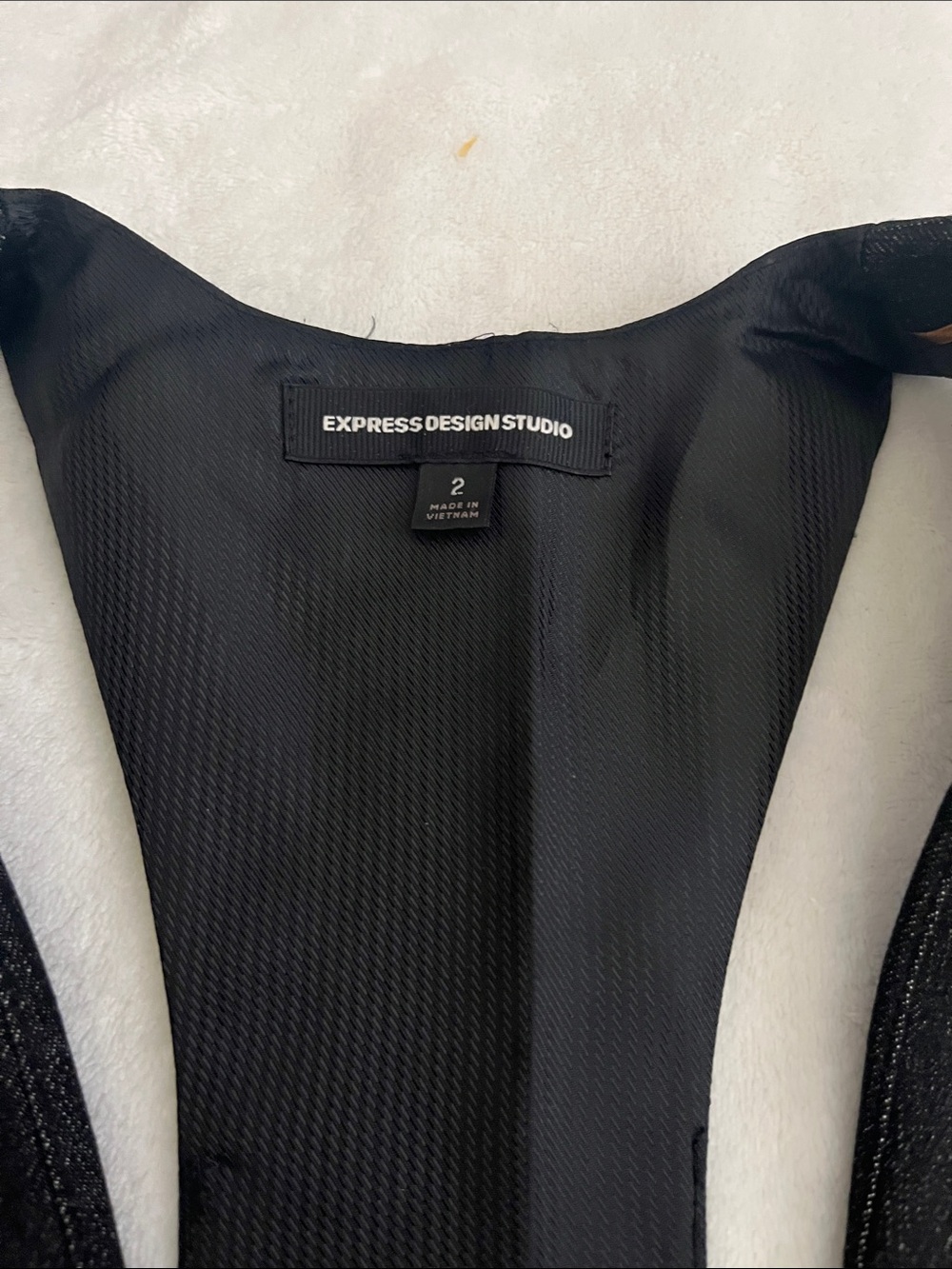 Express Black Shimmer Button-Front Vest - Picture 2 of 4